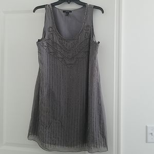 Gray Beaded Party Dress
